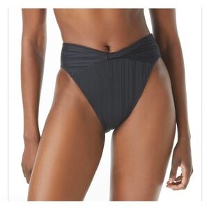 Vince Camuto Ribbed High Leg Twist Front Bikini Bottom - Ripple Effect size S